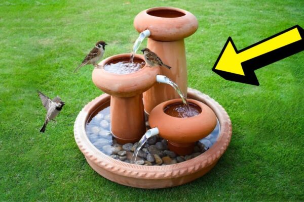 Finished Super Easy 3-Tier Terra Cotta Fountain, a completed DIY project