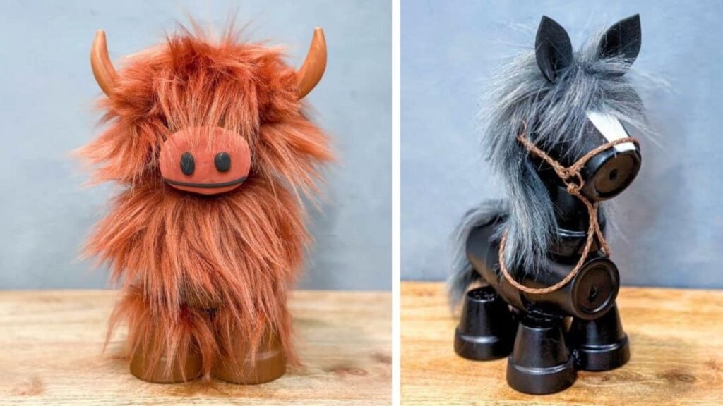 Finished Cute DIY Clay Pot Cow and Horse, a completed DIY project