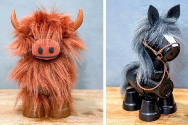 Finished Cute DIY Clay Pot Cow and Horse, a completed DIY project
