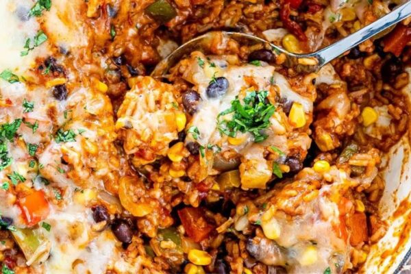 Stovetop One-Pot Tex-Mex Chicken & Rice, homemade and freshly served