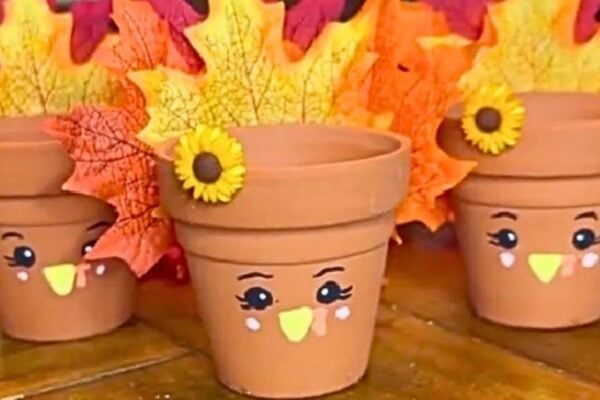 Finished Easy DIY Turkey Flower Pot For Thanksgiving, a completed DIY project