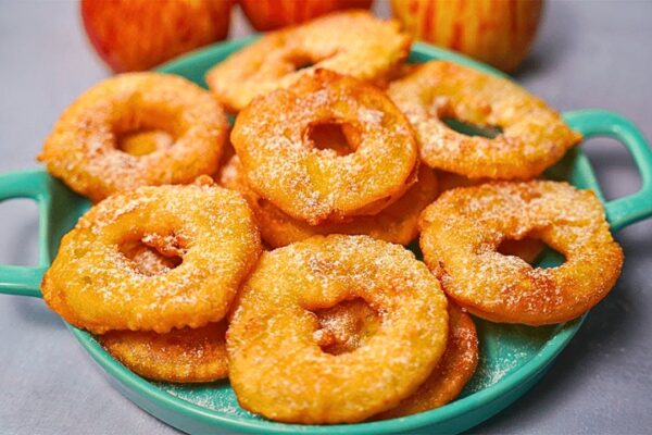 Crispy & Thin Apple Fritters, homemade and freshly served