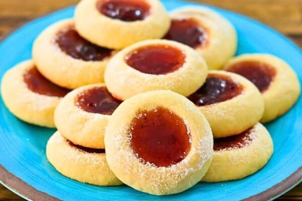 Easy Thumbprint Jam Cookies, homemade and freshly served