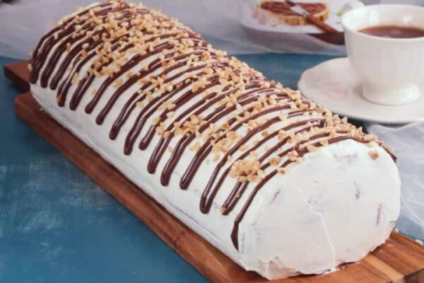 Easy-to-Make Tiramisu Log Cake, homemade and freshly served
