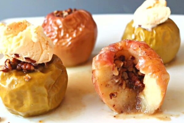 Easy Oven or Air Fryer Baked Apples, homemade and freshly served