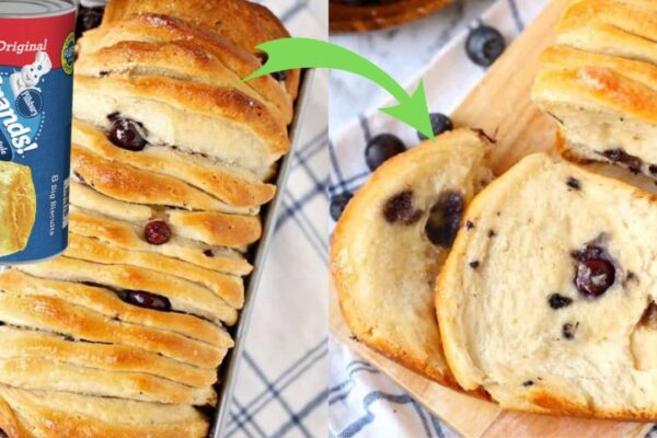 Easy-To-Make Blueberry Pull-Apart Bread, homemade and freshly served