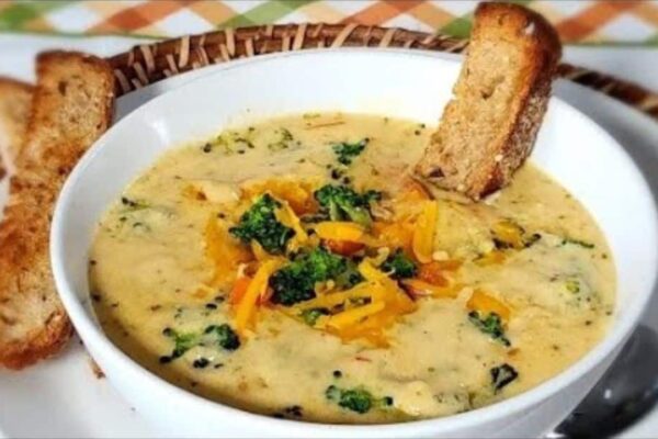 Easy-To-Make Broccoli Cheese Soup, homemade and freshly served