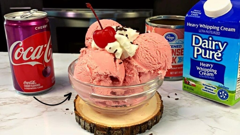 Easy-To-Make Cherry Cola Ice Cream, homemade and freshly served