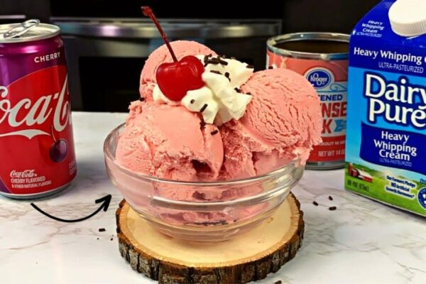 Easy-To-Make Cherry Cola Ice Cream, homemade and freshly served
