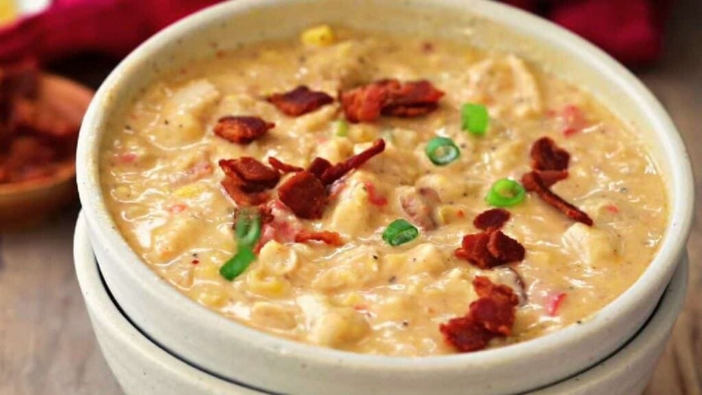 Flavorful Chicken & Corn Chowder, homemade and freshly served