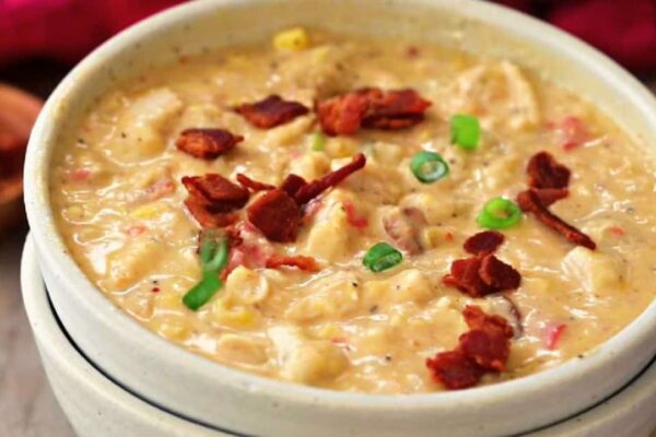 Flavorful Chicken & Corn Chowder, homemade and freshly served