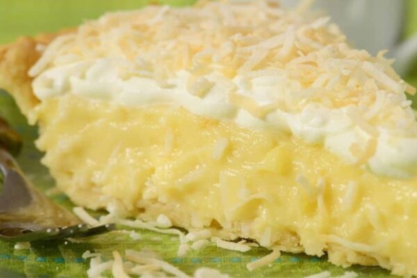 Easy Coconut Cream Pie, homemade and freshly served