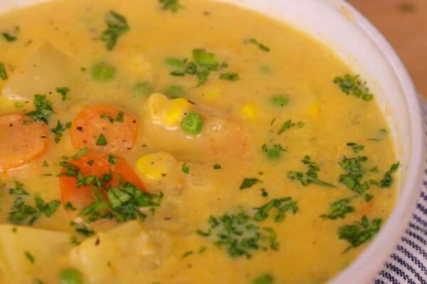 Easy-To-Make Creamy Vegetable Soup, homemade and freshly served