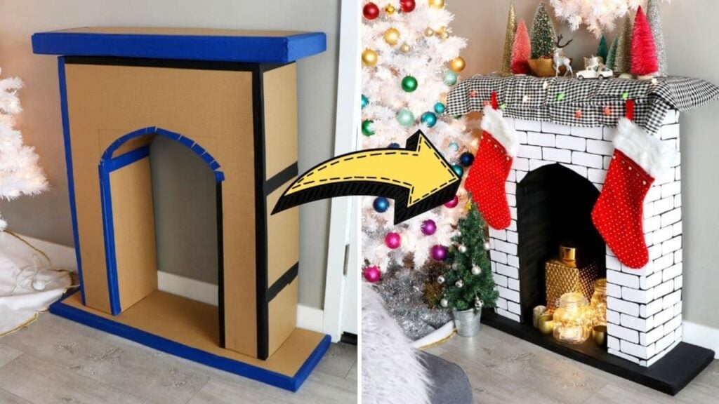 Finished Easy-To-Make DIY Faux Fireplace Using Cardboard, a completed DIY project