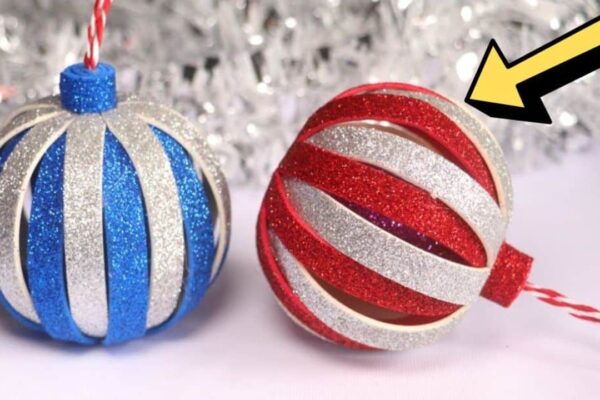 Finished DIY Glitter Foam Ornaments, a completed DIY project