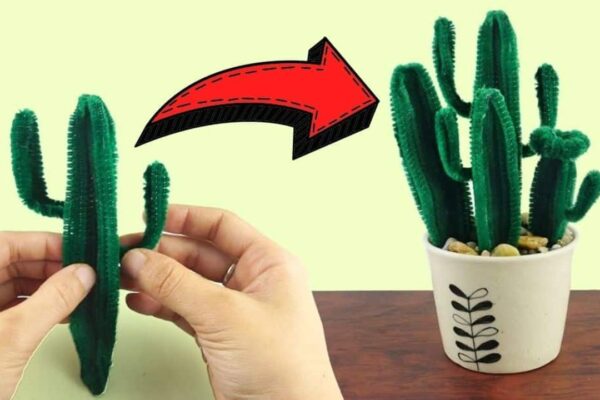 Finished Easy To Make DIY Pipe Cleaner Cactus, a completed DIY project