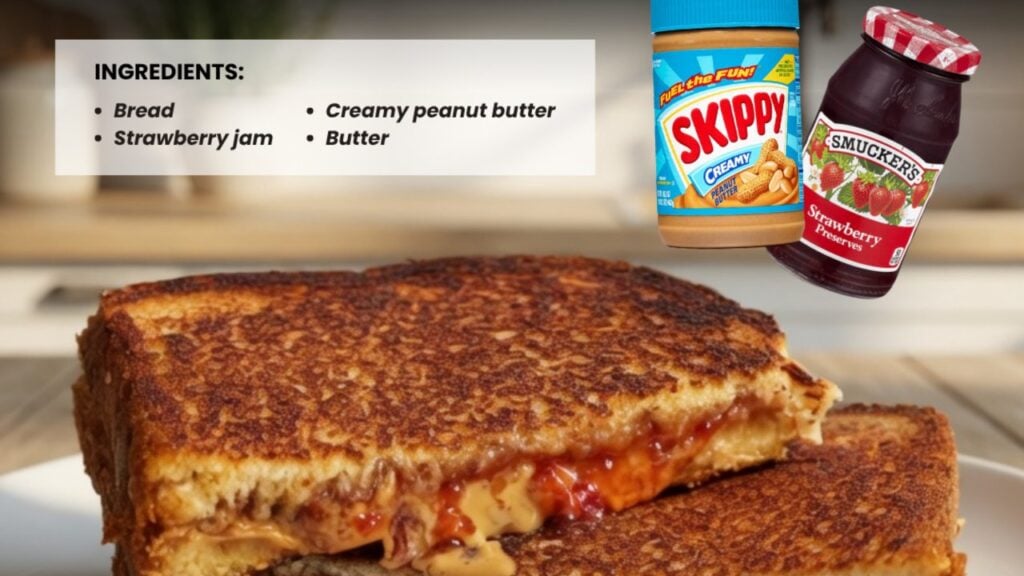 Easy-To-Make Grilled Peanut Butter And Jelly Sandwich, homemade and freshly served