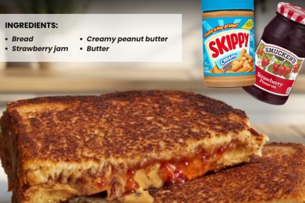 Easy-To-Make Grilled Peanut Butter And Jelly Sandwich, homemade and freshly served
