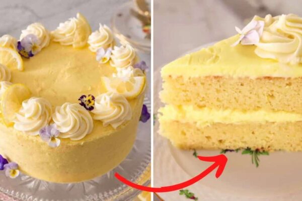 Light & Fluffy Lemon Cake, homemade and freshly served