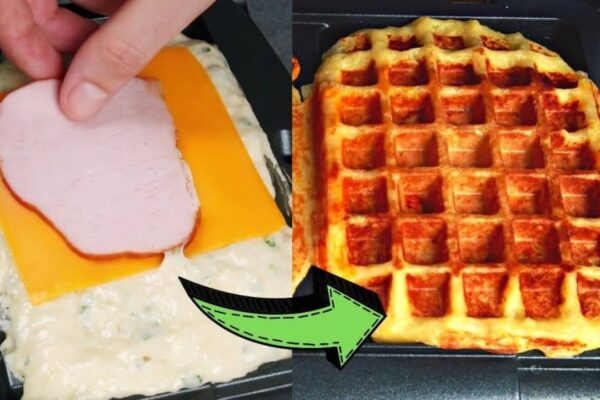 Easy To Make Loaded Potato Waffles, homemade and freshly served