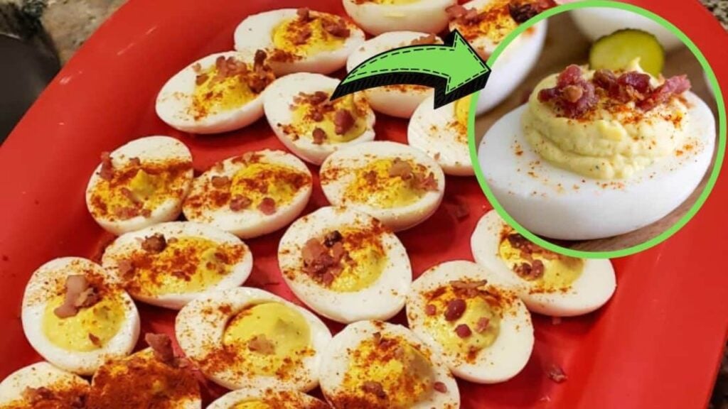 Easy-To-Make Million Dollar Deviled Eggs, homemade and freshly served