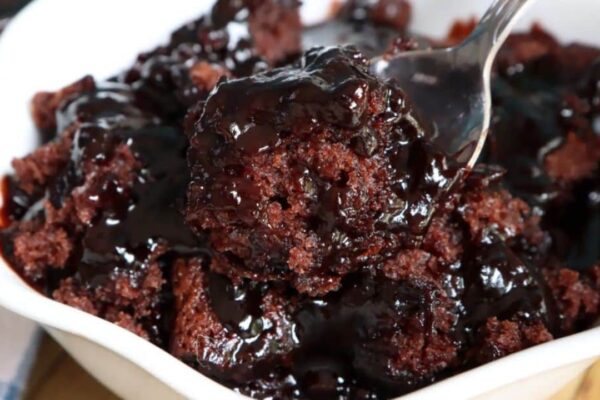 Easy To Make Molten Chocolate Cobbler, homemade and freshly served