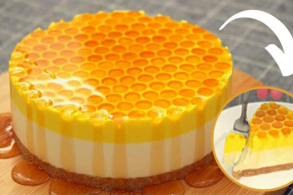 Easy-To-Make No-Bake Honey Cheesecake, homemade and freshly served