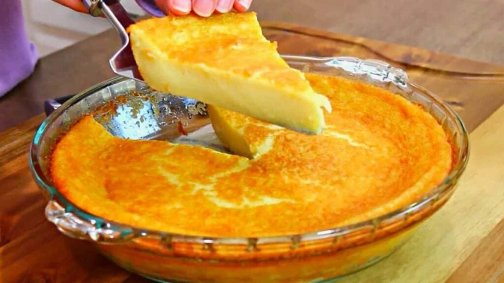 Easy To Make No-Crust Custard Pie, homemade and freshly served