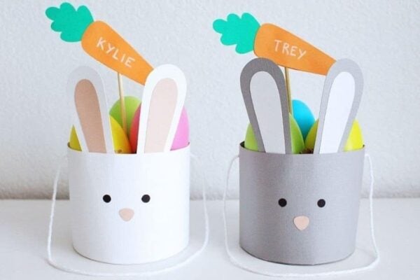 Finished Easy To Make Paper Easter Basket, a completed DIY project