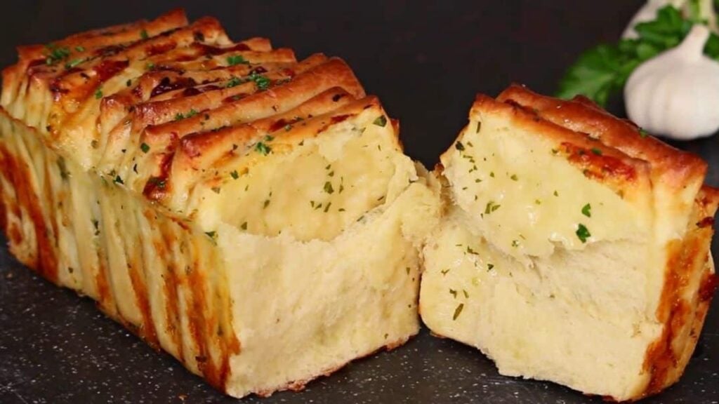 Easy To Make Pull-Apart Garlic Cheese Bread, homemade and freshly served