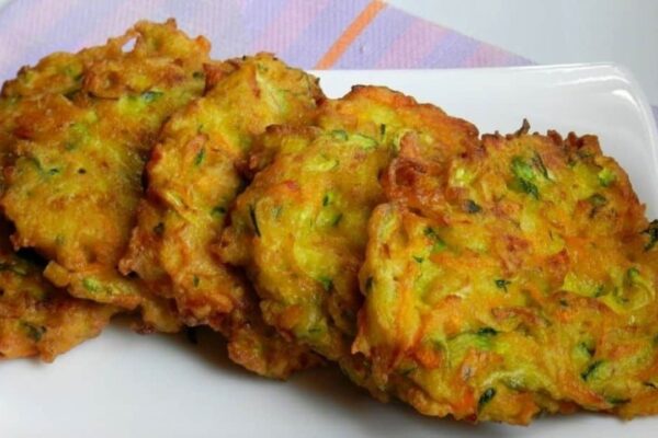 Easy To Make Zucchini Carrot Fritters, homemade and freshly served