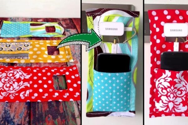Finished Easy To Sew Fabric Mobile Charger Holder, a completed DIY project