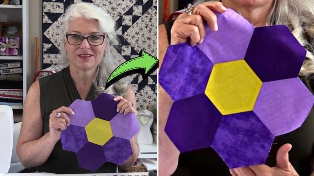 Finished Easy-To-Sew Grandmother’s Flower Garden Quilt Block, a completed DIY project