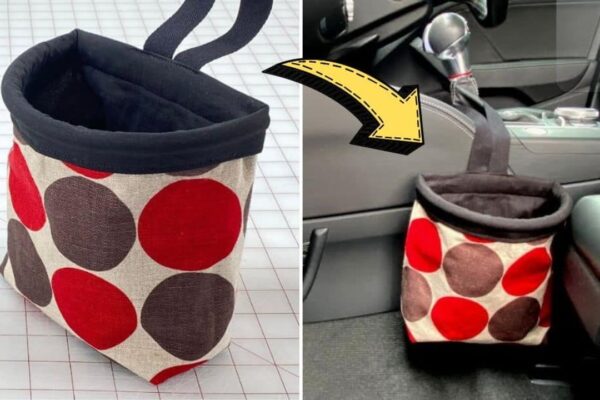 Finished Easy-To-Sew Mini Car Trash Bag, a completed DIY project