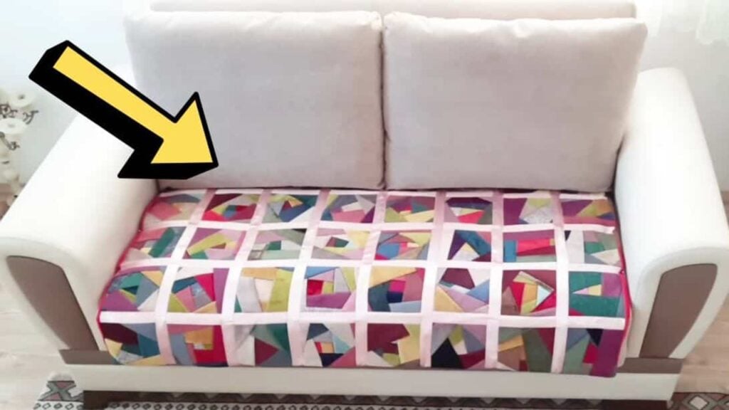 Finished Easy-to-Sew Sofa Blanket Using Fabric Scraps, a completed DIY project
