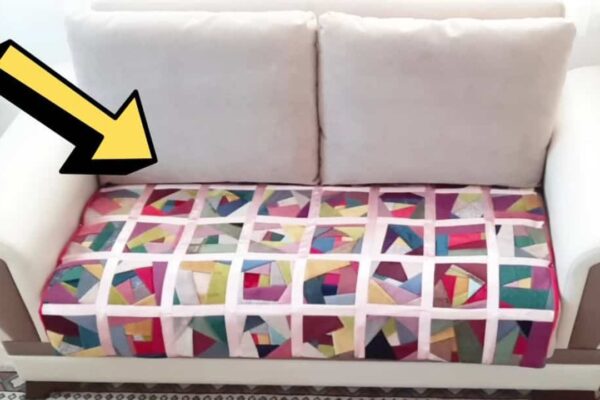 Finished Easy-to-Sew Sofa Blanket Using Fabric Scraps, a completed DIY project
