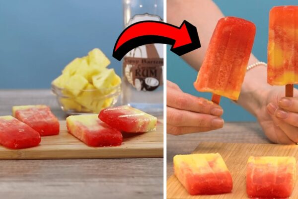 Easy Tropical Sunrise Rum Popsicles, homemade and freshly served