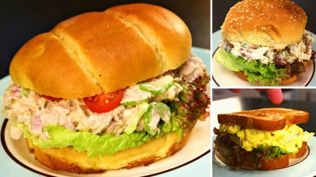 Easy Tuna, Egg, and Chicken Salad, homemade and freshly served