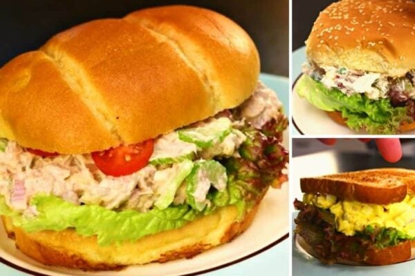 Easy Tuna, Egg, and Chicken Salad, homemade and freshly served