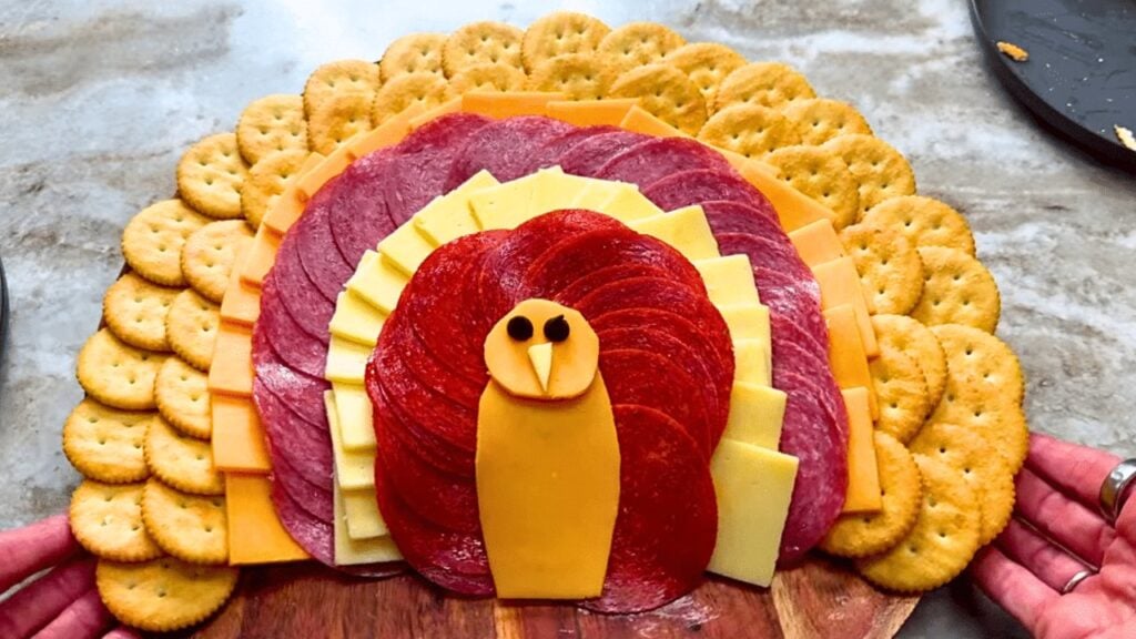 Finished Thanksgiving Turkey Charcuterie Board, a completed DIY project
