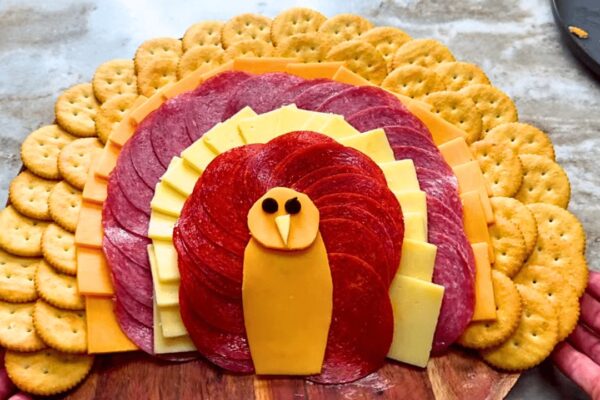 Finished Thanksgiving Turkey Charcuterie Board, a completed DIY project