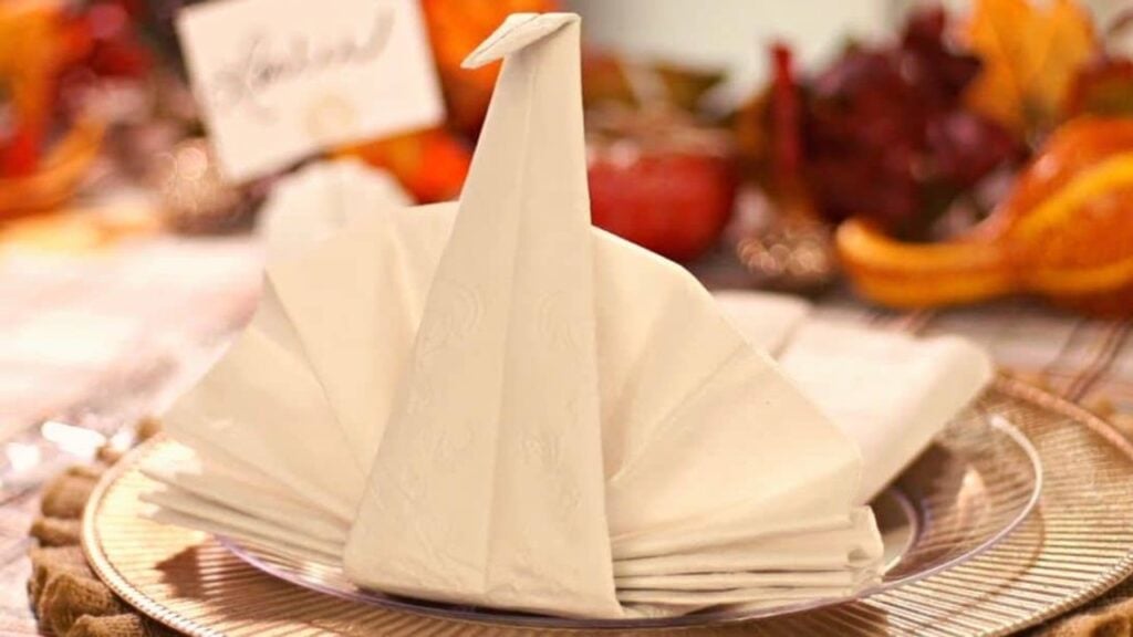 Finished Easy Turkey Napkin Fold, a completed DIY project