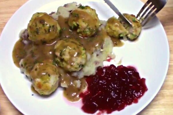 Easy And Inexpensive Turkey Stuffing Meatballs, homemade and freshly served