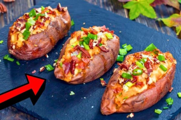 Cheesy Twice-Baked Sweet Potatoes, homemade and freshly served