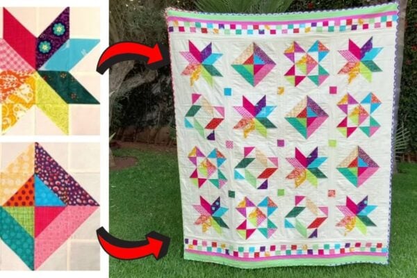 Finished Easy 2-Block Rainbow Quilt, a completed DIY project