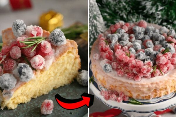 Very Berry Christmas Cake, homemade and freshly served