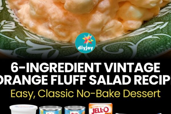 6-Ingredient Vintage Orange Fluff Salad, homemade and freshly served