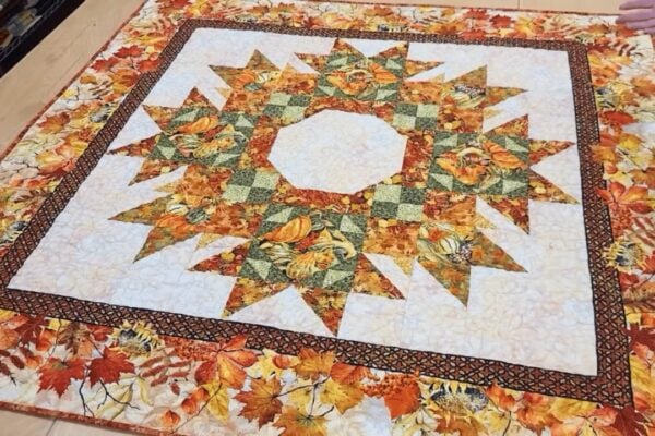 Finished Easy Wall-Hanging Fall Wreath Quilt, a completed DIY project