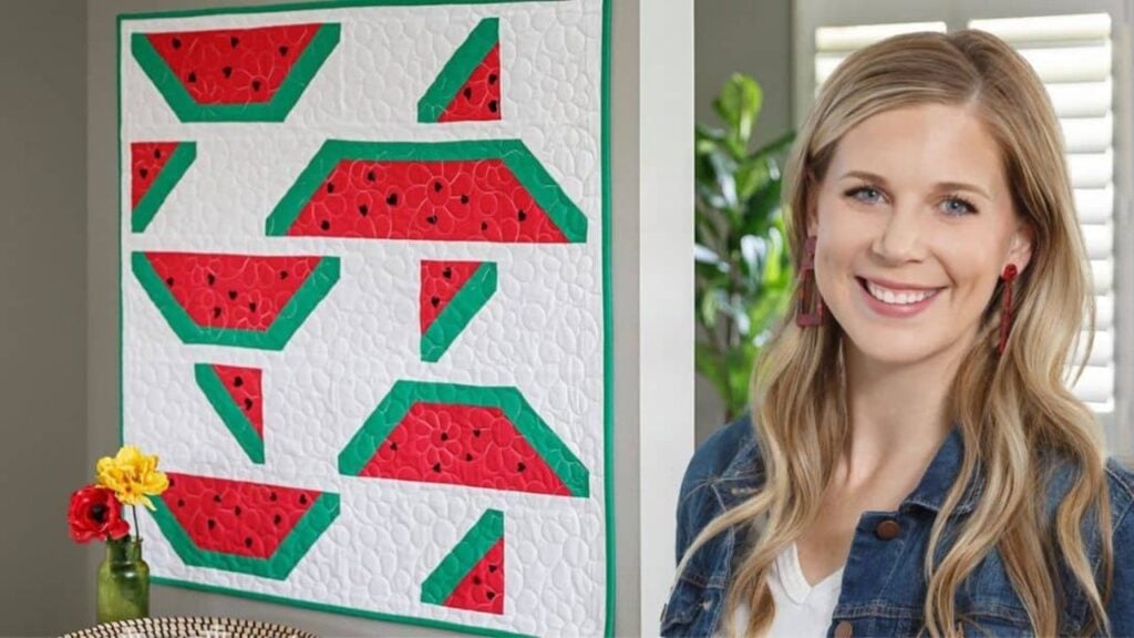 a Wall Hanging Watermelon Quilt, homemade and freshly served