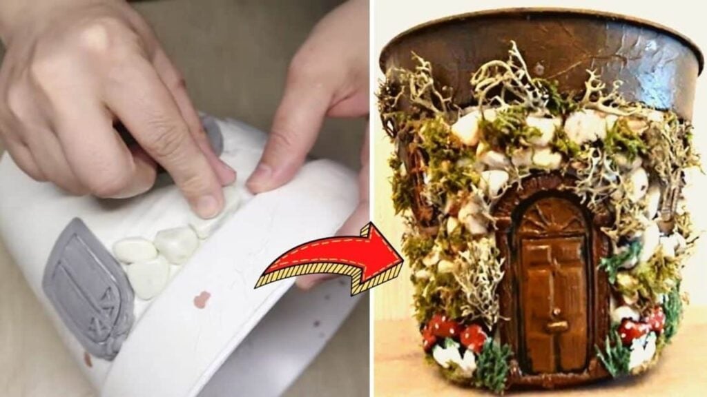 Finished Easy Whimsical DIY Fairy House Garden Pot, a completed DIY project